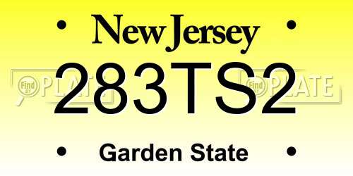 283TS2 New Jersey License Plate