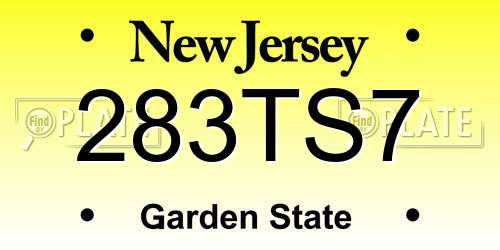 283TS7 New Jersey License Plate