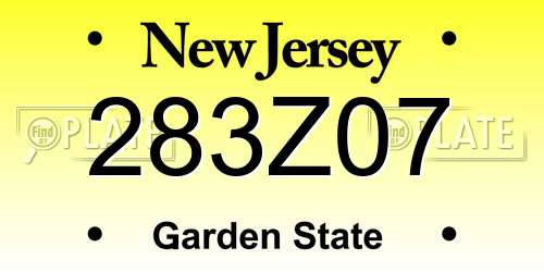 283Z07 New Jersey License Plate