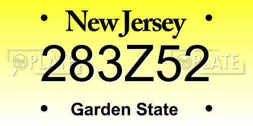 283Z52 New Jersey License Plate