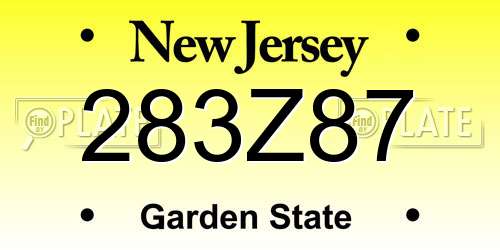 283Z87 New Jersey License Plate