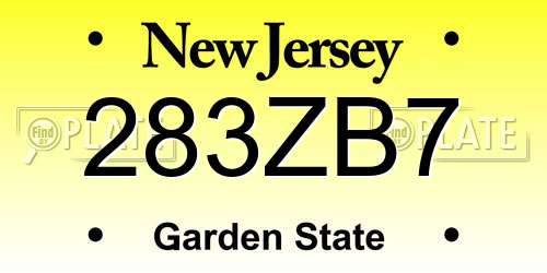 283ZB7 New Jersey License Plate