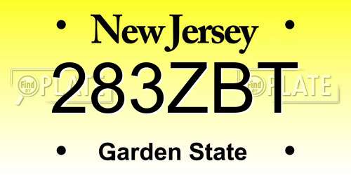 283ZBT New Jersey License Plate