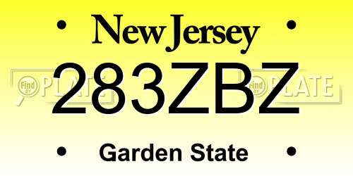283ZBZ New Jersey License Plate