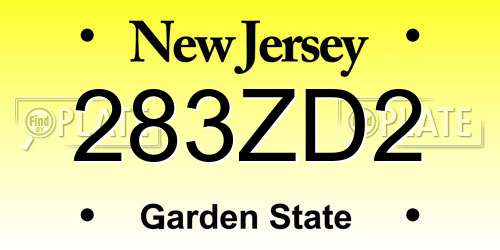 283ZD2 New Jersey License Plate