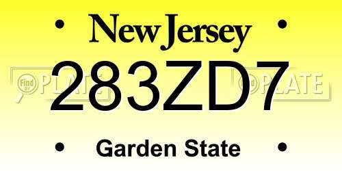283ZD7 New Jersey License Plate