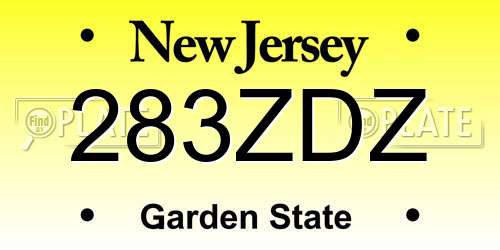 283ZDZ New Jersey License Plate