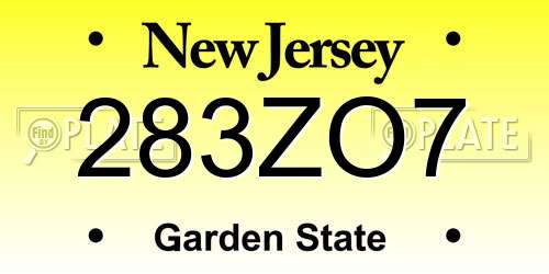 283ZO7 New Jersey License Plate