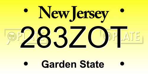 283ZOT New Jersey License Plate