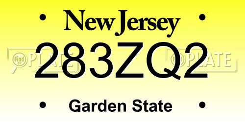 283ZQ2 New Jersey License Plate