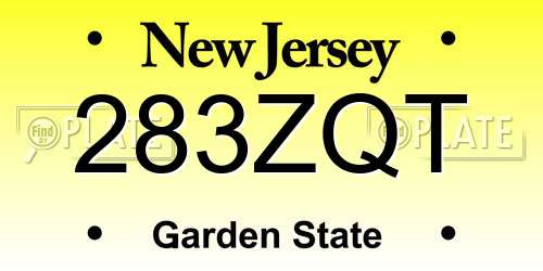 283ZQT New Jersey License Plate