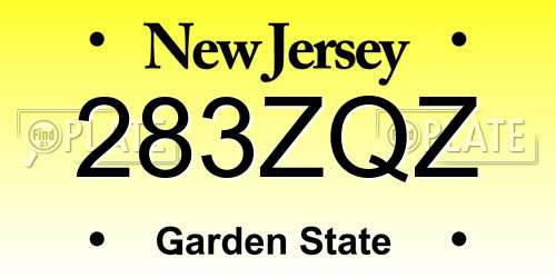 283ZQZ New Jersey License Plate