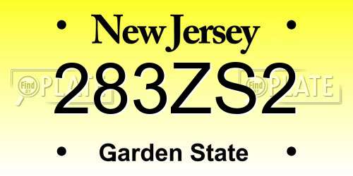 283ZS2 New Jersey License Plate