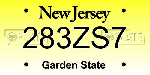 283ZS7 New Jersey License Plate