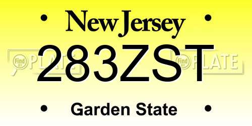 283ZST New Jersey License Plate