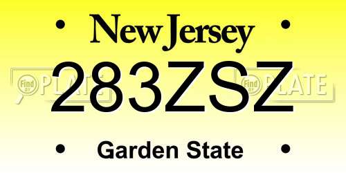283ZSZ New Jersey License Plate