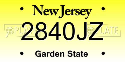 2840JZ New Jersey License Plate