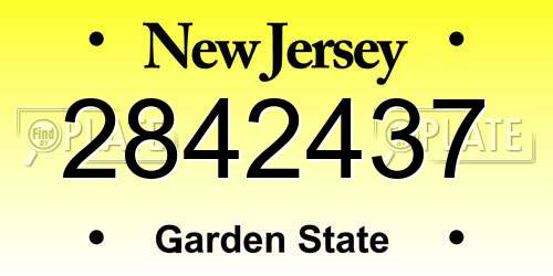 2842437 New Jersey License Plate
