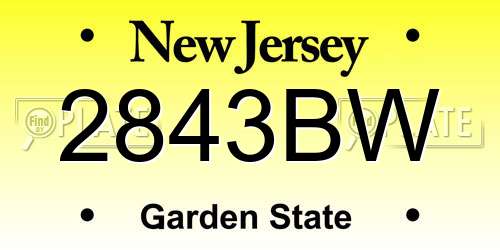 2843BW New Jersey License Plate