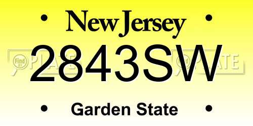 2843SW New Jersey License Plate