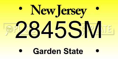 2845SM New Jersey License Plate