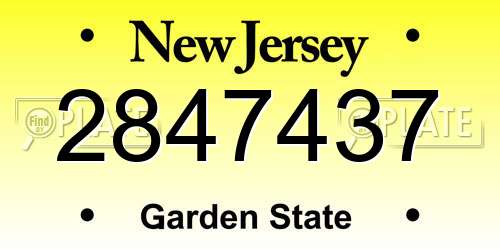 2847437 New Jersey License Plate