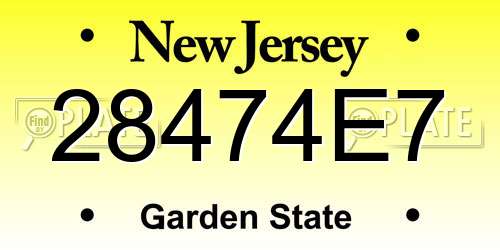 28474E7 New Jersey License Plate