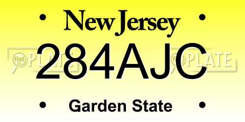 284AJC New Jersey License Plate