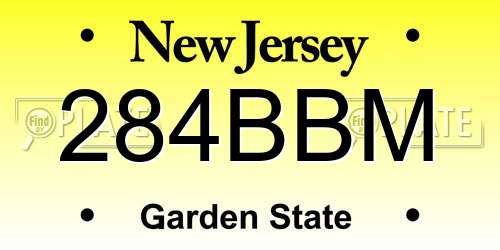 284BBM New Jersey License Plate
