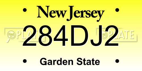 284DJ2 New Jersey License Plate