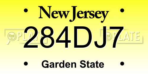 284DJ7 New Jersey License Plate