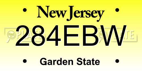 284EBW New Jersey License Plate