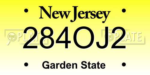 284OJ2 New Jersey License Plate
