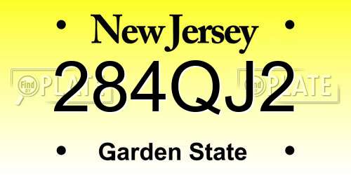284QJ2 New Jersey License Plate