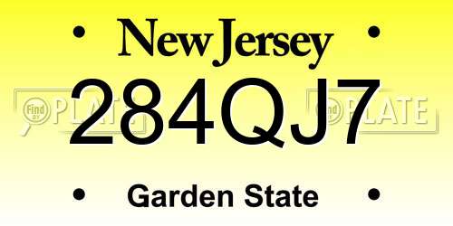 284QJ7 New Jersey License Plate
