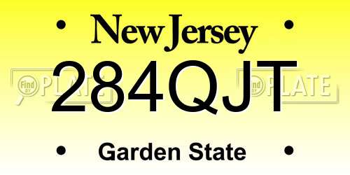 284QJT New Jersey License Plate