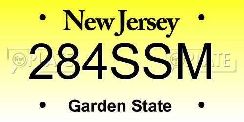 284SSM New Jersey License Plate