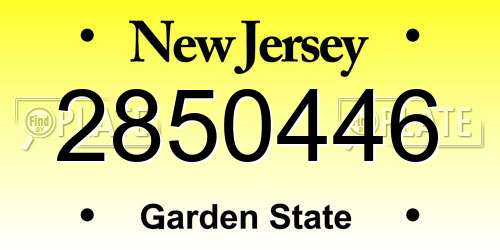 2850446 New Jersey License Plate