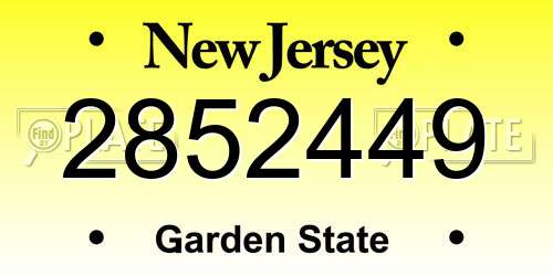 2852449 New Jersey License Plate