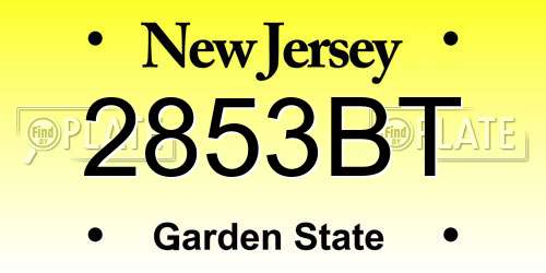 2853BT New Jersey License Plate