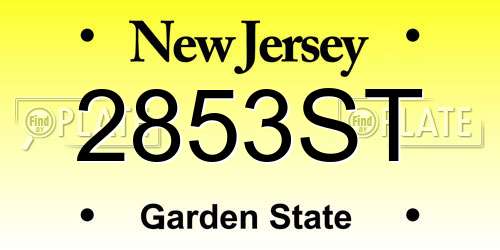 2853ST New Jersey License Plate