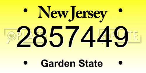 2857449 New Jersey License Plate