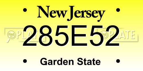 285E52 New Jersey License Plate