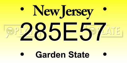 285E57 New Jersey License Plate