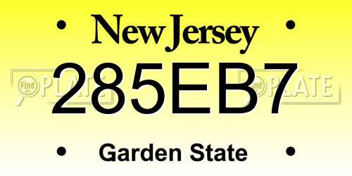 285EB7 New Jersey License Plate