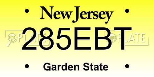 285EBT New Jersey License Plate