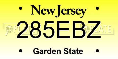 285EBZ New Jersey License Plate