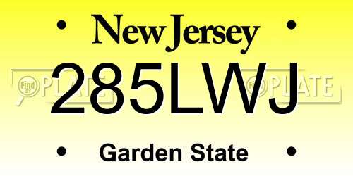 285LWJ New Jersey License Plate