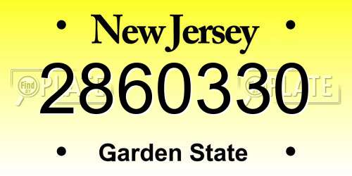 2860330 New Jersey License Plate