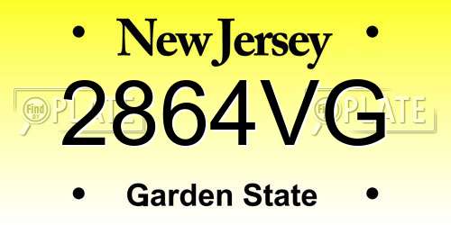 2864VG New Jersey License Plate